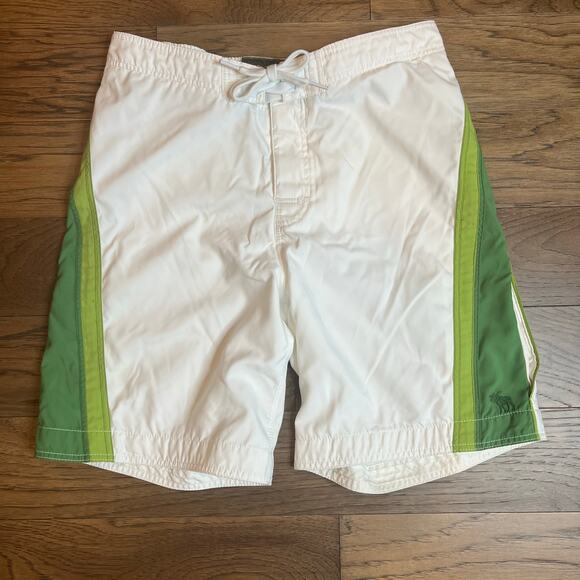 Abercrombie & Fitch Other - Abercrombie & Fitch White with Green Men’s Swim Trunks Size 36 100% Polyester